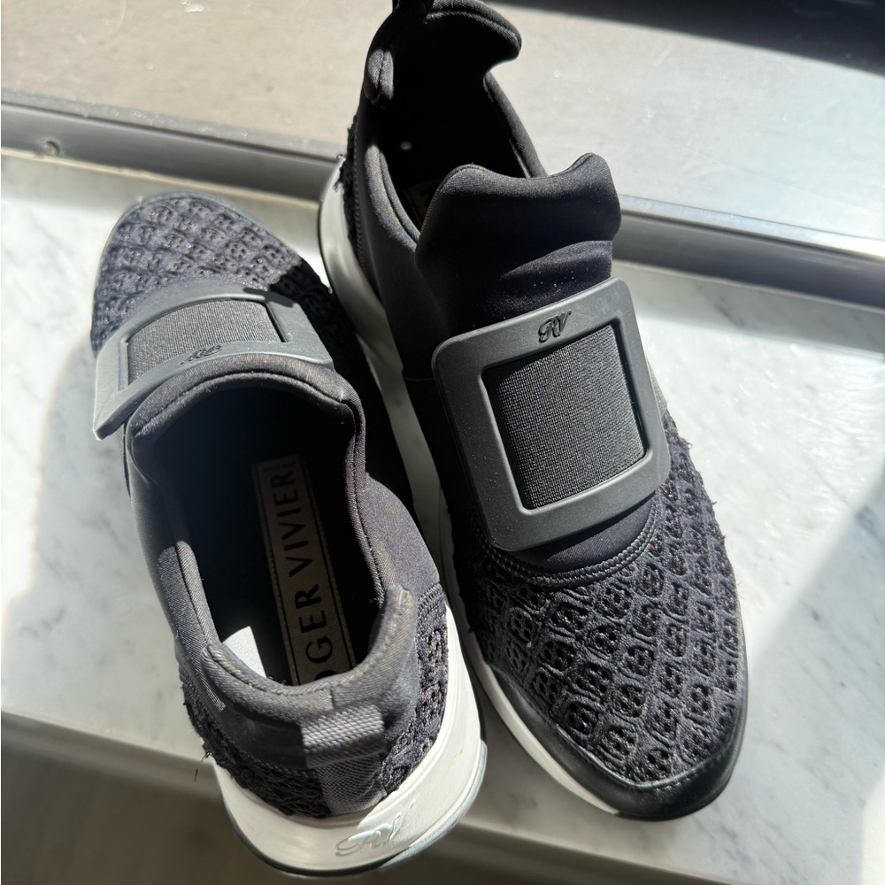 Roger Vivier Black Textured Sneakers